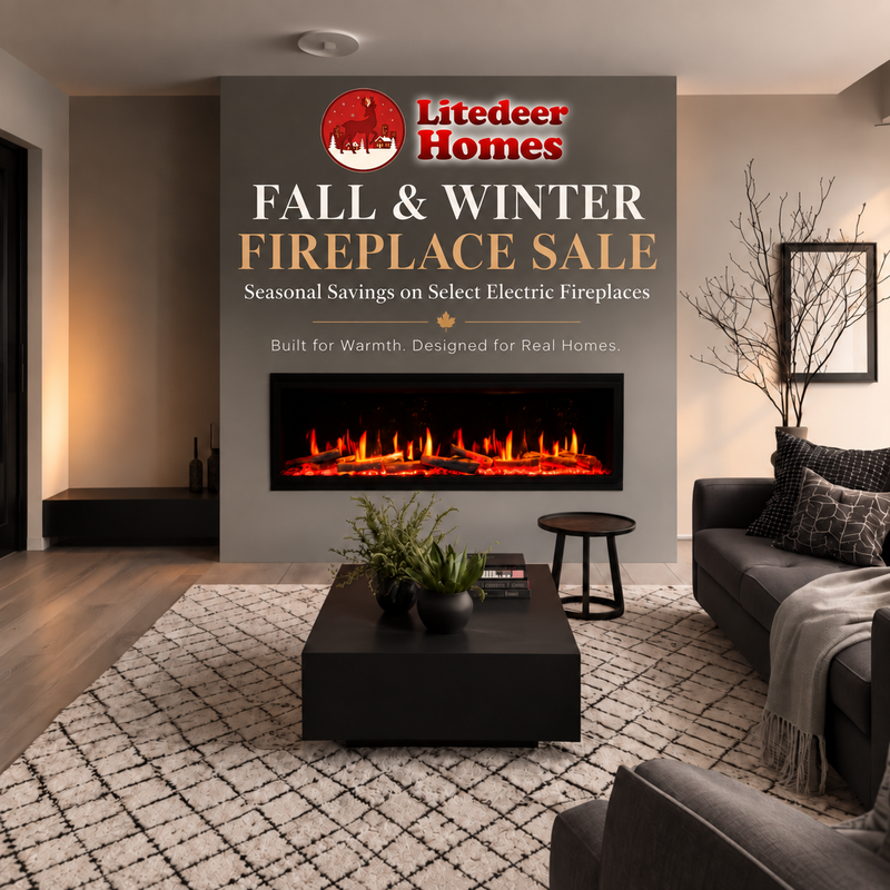 Litedeer Latitude ZEF50VL 50-Inch Built-in Linear Electric Fireplace — Ultra Slim, Smart App Control, Breathing Logs, No Vent
