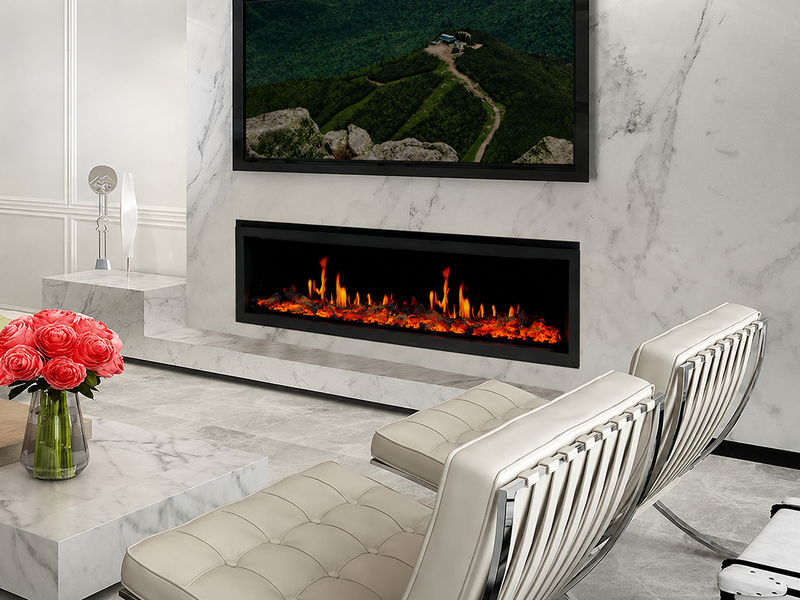 Chimenea eléctrica ultradelgada Litedeer Homes Alpine Series de 60 pulgadas con aplicación (modelo: ZEF60VL)