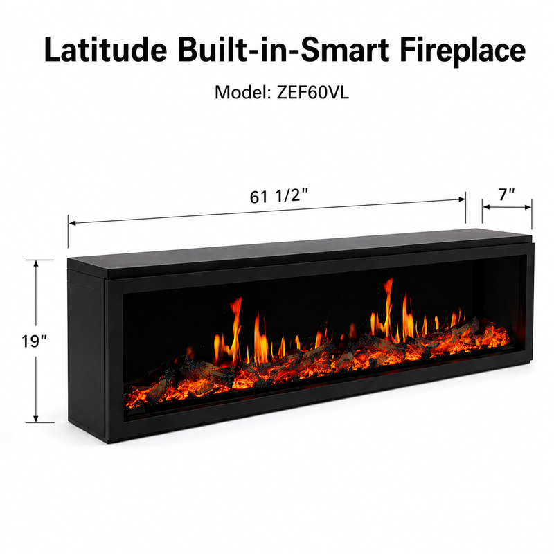Chimenea eléctrica ultradelgada Litedeer Homes Alpine Series de 60 pulgadas con aplicación (modelo: ZEF60VL)