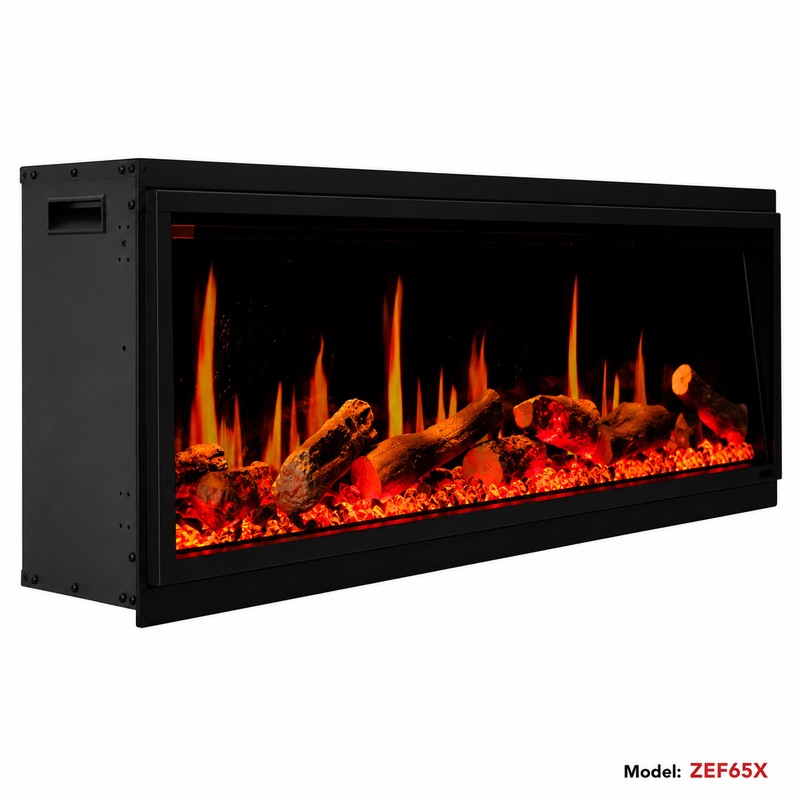 Foyer électrique linéaire ultra mince Latitude de Litedeer de 65 po avec application - ZEF65X, noir 