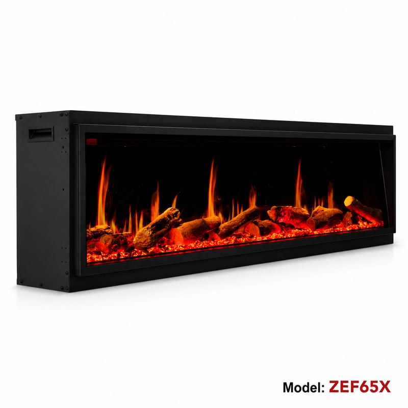 Foyer électrique linéaire ultra mince Latitude de Litedeer de 65 po avec application - ZEF65X, noir 