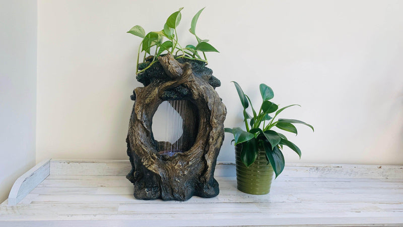 Artsy Tree Waterfall Tabletop Fountain (Waterfall Wonder Indoor Relaxing Fountain Tree of Life Tabletop Water Feature - Litedeer Homes
