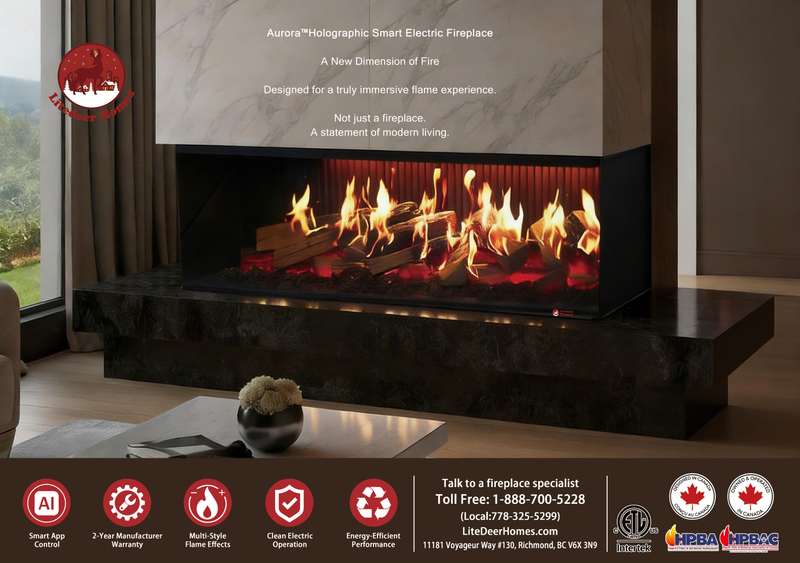 Aurora X72 72" Holographic Smart Electric Fireplace | 3-Sided Luxury Fireplace for Modern Living