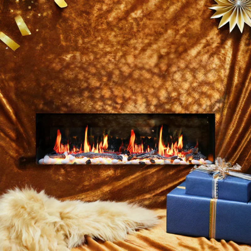 Litedeer Gloria II 78" Wall-Mounted Smart Electric Fireplace, Silver - ZEF78VS