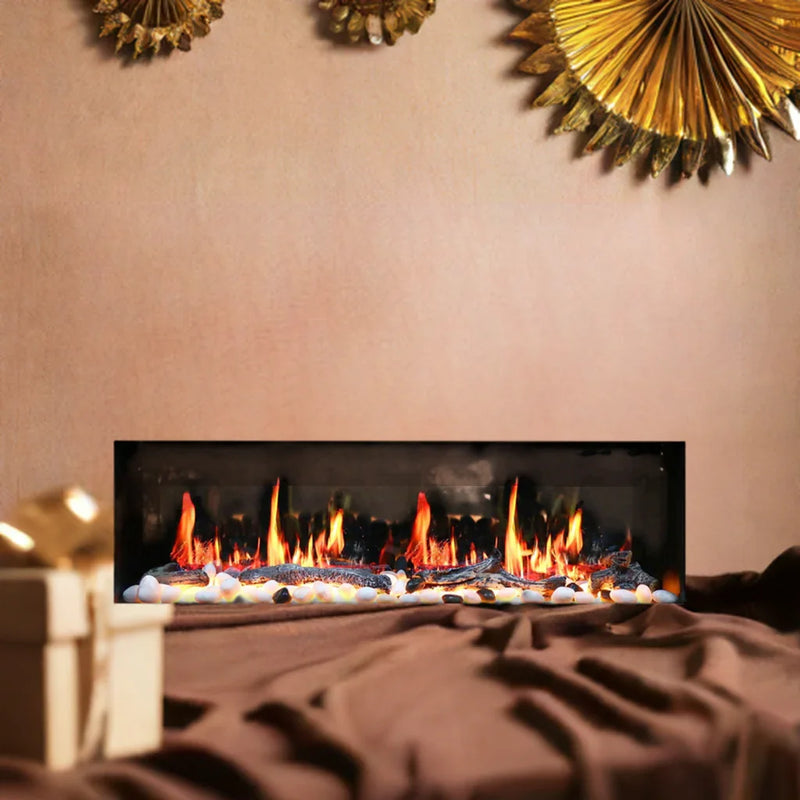 Litedeer Gloria II 78" Wall-Mounted Smart Electric Fireplace, Silver - ZEF78VS