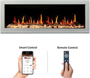 Litedeer Homes Gloria II 48" Smart Wall Mounted Electric Fireplace with App Driftwood Log & River Rock - ZEF48XS, Silver - Litedeer Homes