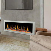 Litedeer Homes Gloria II 48" Wall Mount Electric Fireplace Smart App Control, 5 Unique Realistic Flames, and Elegant Design with Driftwood Log & River Rock - ZEF48XW, White - Litedeer Homes