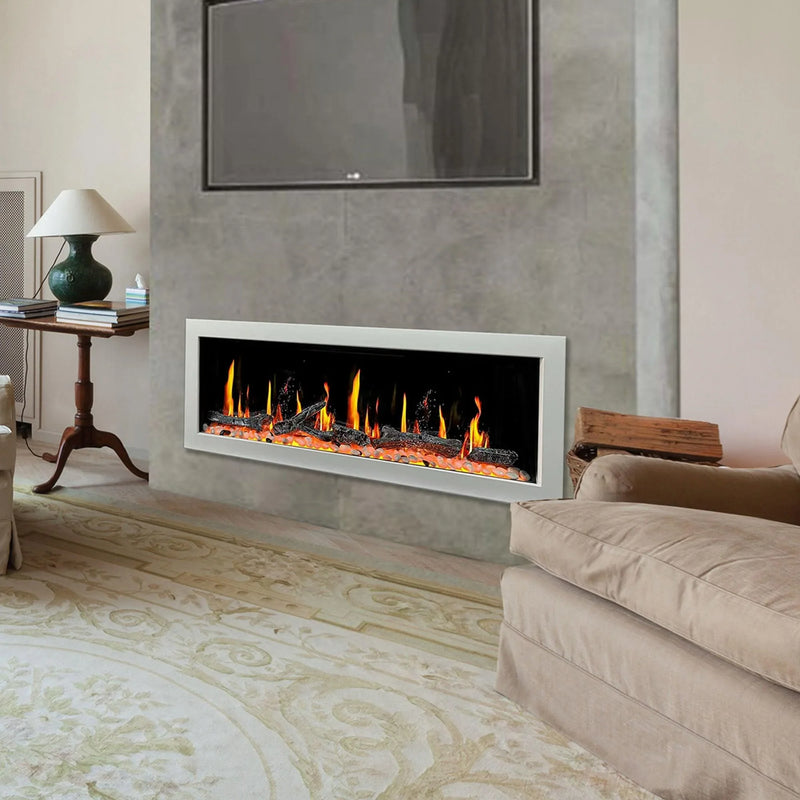 Litedeer homes  55inch smart fireplace with white trim