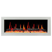 Litedeer Homes Gloria II 48" Wall Mount Electric Fireplace Smart App Control, 5 Unique Realistic Flames, and Elegant Design with Driftwood Log & River Rock - ZEF48XW, White - Litedeer Homes