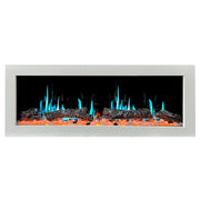 Litedeer Homes Gloria II 48" Wall Mount Electric Fireplace Smart App Control, 5 Unique Realistic Flames, and Elegant Design with Driftwood Log & River Rock - ZEF48XW, White - Litedeer Homes