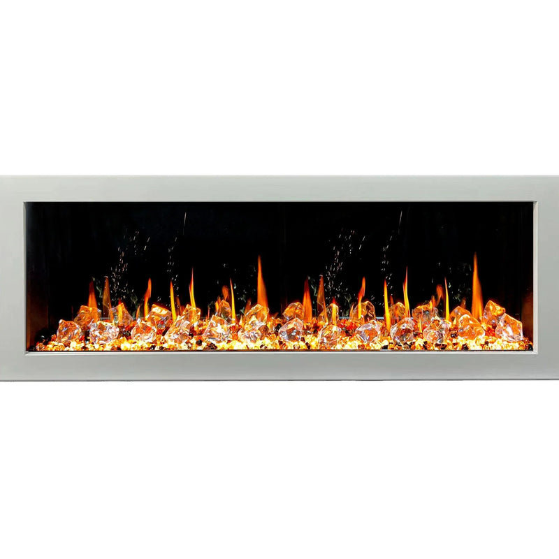white trim crystals log, wall mounted, smart fireplace - litedderhomes.com