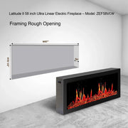 Litedeer Homes Gloria II 58" Smart Electric Fireplace with App Diamond-like Crystal - ZEF58VCW, White - Litedeer Homes