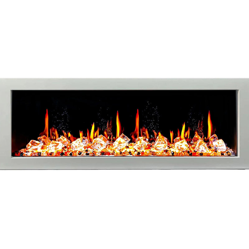 Litedeer Homes Gloria II 58" Smart Electric Fireplace with App Diamond-like Crystal - ZEF58VCW, White - Litedeer Homes