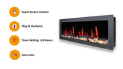 Litedeer Homes Gloria II 58" Smart Electric Fireplace with App Driftwood Log & River Rock - ZEF58VS, Silver - Litedeer Homes