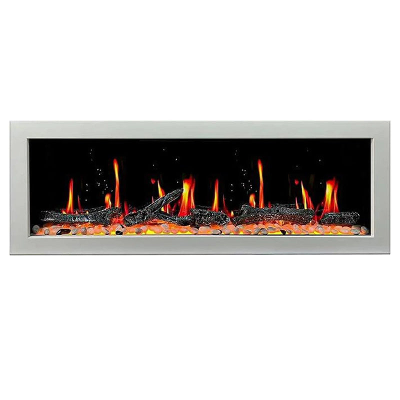 Litedeer Homes Gloria II 58" Smart Electric Fireplace with App Driftwood Log & River Rock - ZEF58VW White Fireplace - Litedeer Homes