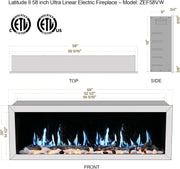 Litedeer Homes Gloria II 58" Smart Electric Fireplace with App Driftwood Log & River Rock - ZEF58VW White Fireplace - Litedeer Homes