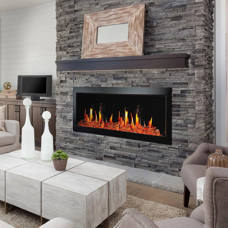 Litedeer Homes Gloria II 58" Smart Electric Fireplace with App Reflective Amber Glass - ZEF58VAW, White - Litedeer Homes