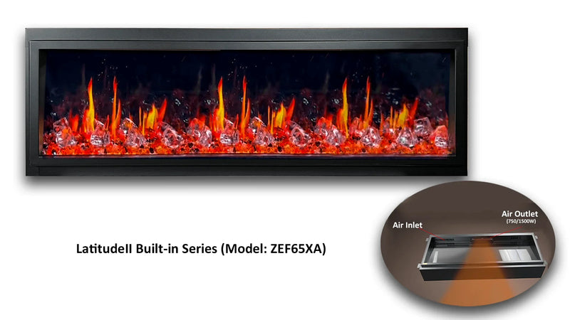 Litedeer Homes Gloria II 58" Smart Electric Fireplace with App Reflective Amber Glass - ZEF58VAW, White - Litedeer Homes