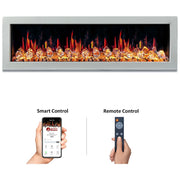 Litedeer Homes Gloria II 68" Smart Electric Fireplace with APP Diamond-like Crystal - ZEF68XCW, White - Litedeer Homes