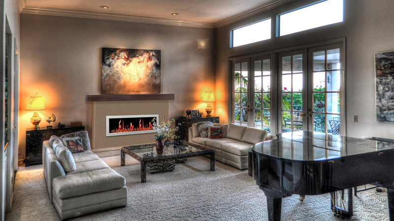 Litedeer Homes Gloria II 68" Smart Electric Fireplace with App Reflective Amber Glass - ZEF68XAW, White - Litedeer Homes