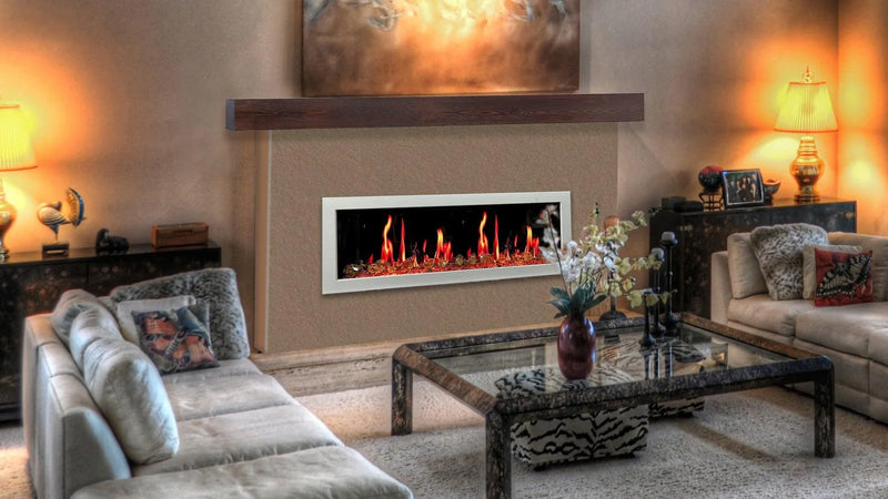 Litedeer Homes Gloria II 68" Smart Electric Fireplace with App Reflective Amber Glass - ZEF68XAW, White - Litedeer Homes