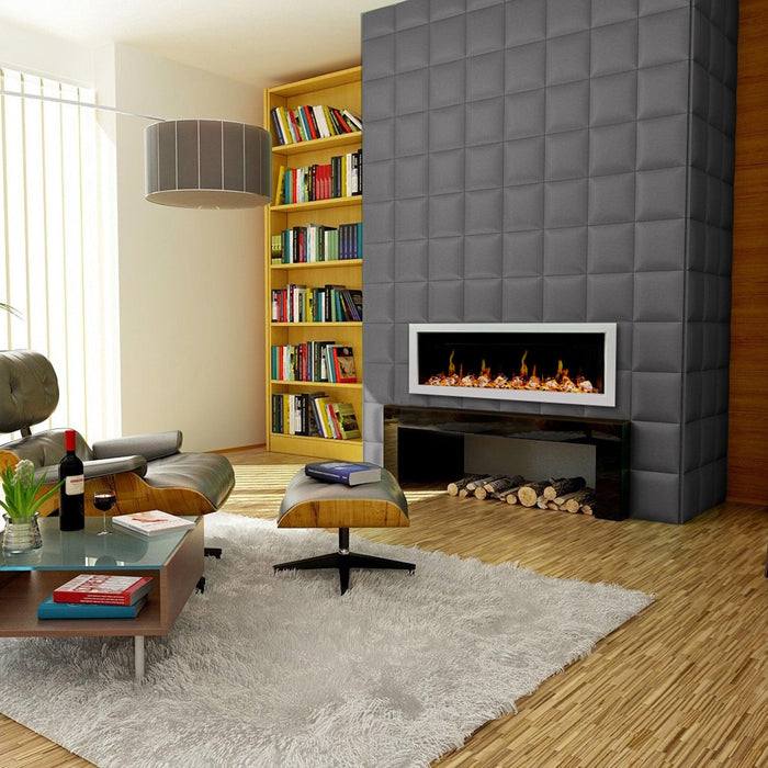 Litedeer Homes Latitude II 58" Smart Wall Mounted Electric Fireplace with APP Reflective Amber Glass - ZEF58VA - Litedeer Homes