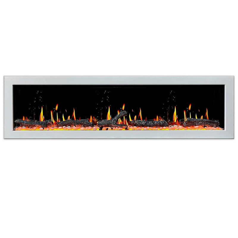 Litedeer Homes Latitude II 78" Smart Electric Fireplace with App Driftwood Log & River Rock - ZEF78VW - Litedeer Homes