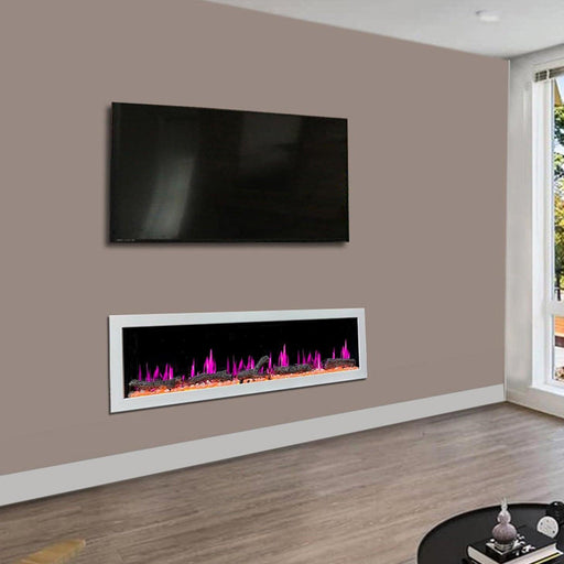 Litedeer Homes Latitude II 78" Smart Electric Fireplace with App Driftwood Log & River Rock - ZEF78VW - Litedeer Homes