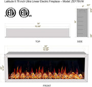 Litedeer Homes Latitude II 78" Smart Electric Fireplace with App Driftwood Log & River Rock - ZEF78VW - Litedeer Homes