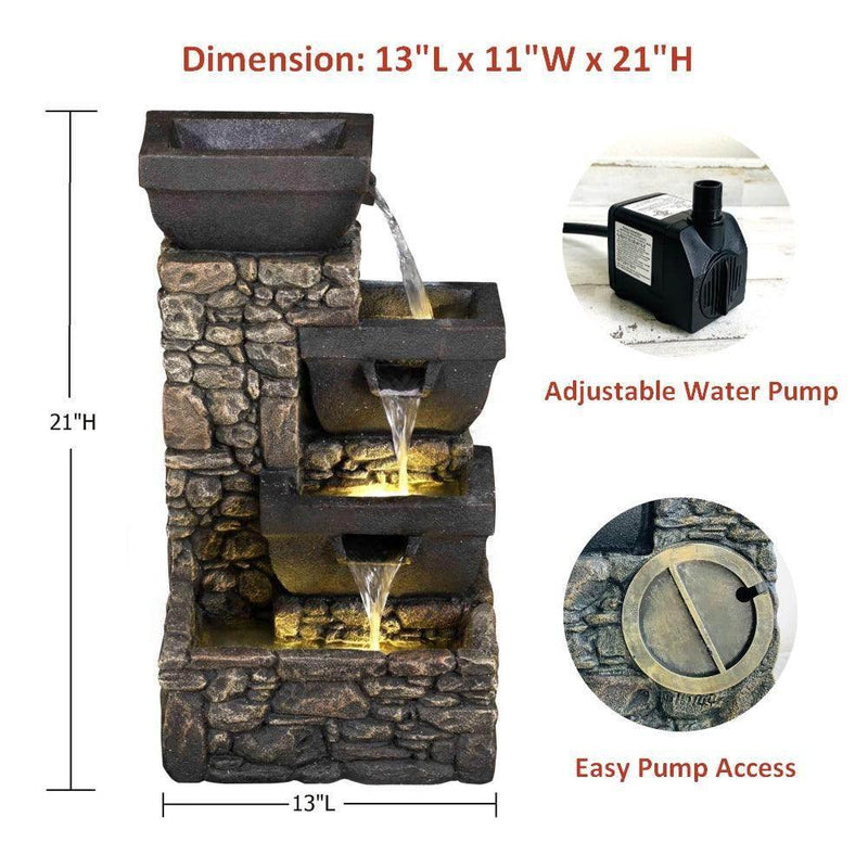 Litedeer Labyrinth Indoor Outdoor Water Fountain - DGF-161144 20-in Tall Grey - Litedeer Homes