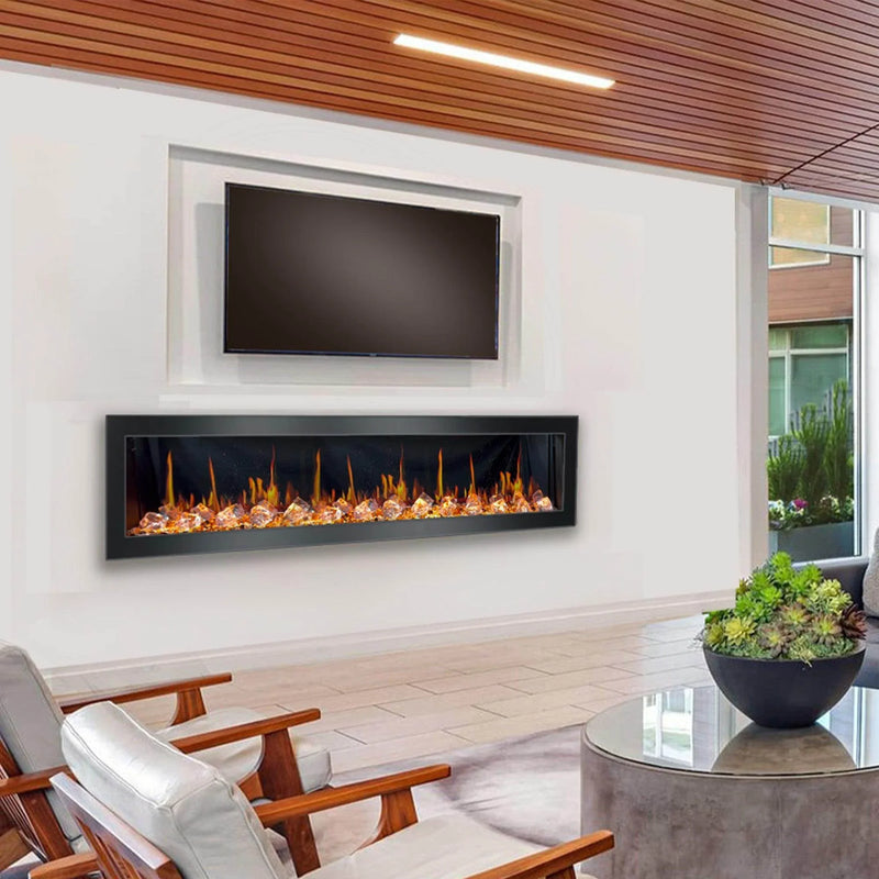 2025 New Litedeer Latitude 78-inch Wall Mount Smart Electric Fireplace with Crackling Sounds Multi-Flame Style, 5 Unique Flame Colour,All Accessories Included - ZEF78VC, Black - Litedeer Homes