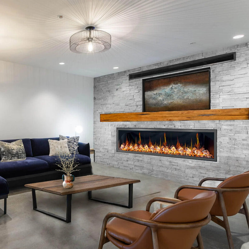 2025 New Litedeer Latitude 78-inch Wall Mount Smart Electric Fireplace with Crackling Sounds Multi-Flame Style, 5 Unique Flame Colour,All Accessories Included - ZEF78VC, Black - Litedeer Homes