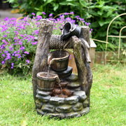 Litedeer Mystic Indoor Outdoor Water Feature Spring Relaxation Fountain with LED Lights & Pump DGF-161140, 20" Tall - Litedeer Homes