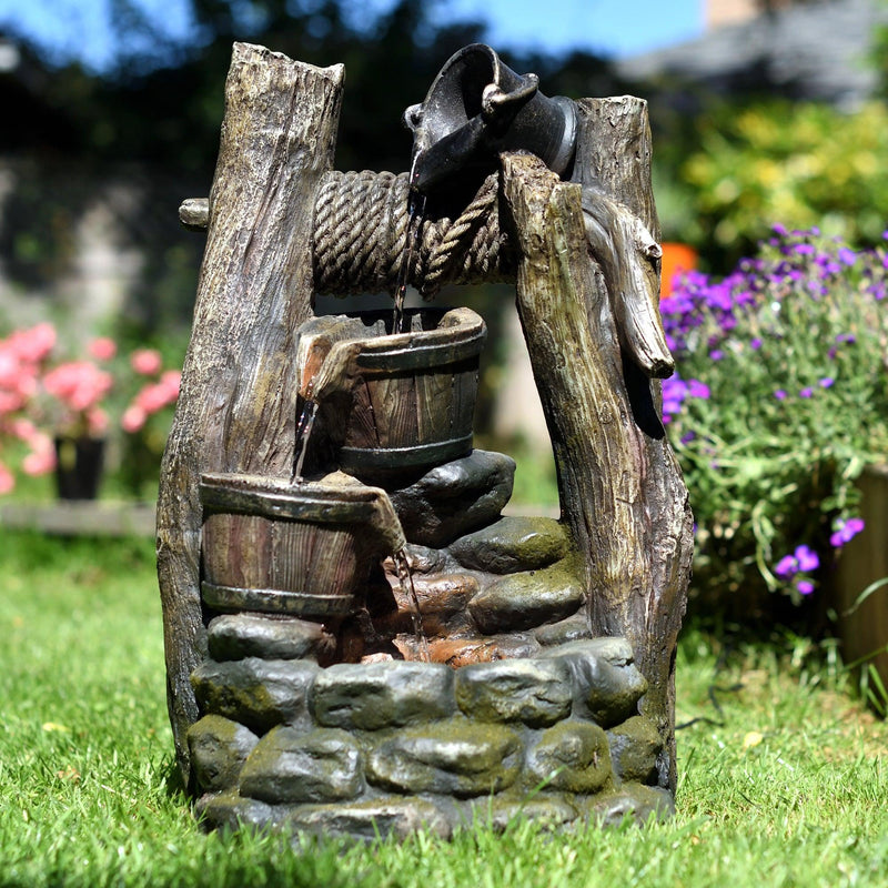 Litedeer Mystic Indoor Outdoor Water Feature Spring Relaxation Fountain with LED Lights & Pump DGF-161140, 20" Tall - Litedeer Homes