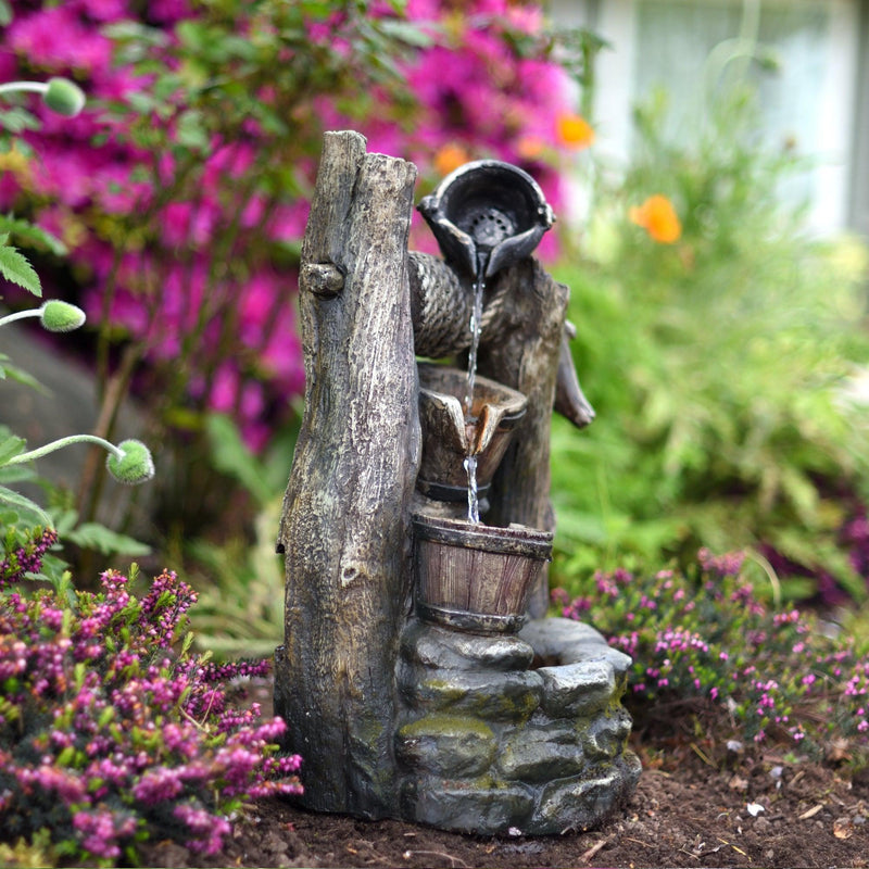 Litedeer Mystic Indoor Outdoor Water Feature Spring Relaxation Fountain with LED Lights & Pump DGF-161140, 20" Tall - Litedeer Homes