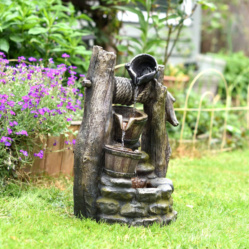 Litedeer Mystic Indoor Outdoor Water Feature Spring Relaxation Fountain with LED Lights & Pump DGF-161140, 20" Tall - Litedeer Homes