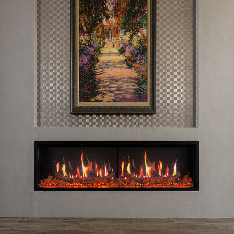 Litedeer Latitude ZEF50VL 50-Inch Built-in Linear Electric Fireplace — Ultra Slim, Smart App Control, Breathing Logs, No Vent