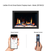 LiteStar 30" Smart Electric Fireplace Insert with App Diamond-like Crystal (ZEF38VC-30C) - Litedeer Homes