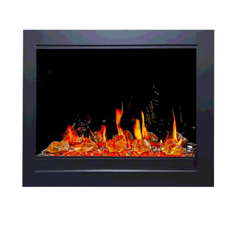 2025 New LiteStar 30 inch Wall Mounted Smart Electric Fireplace Insert with Crackling Sounds App Reflective Amber Glass (ZEF38VC-30A) (2025 New Version) - Litedeer Homes