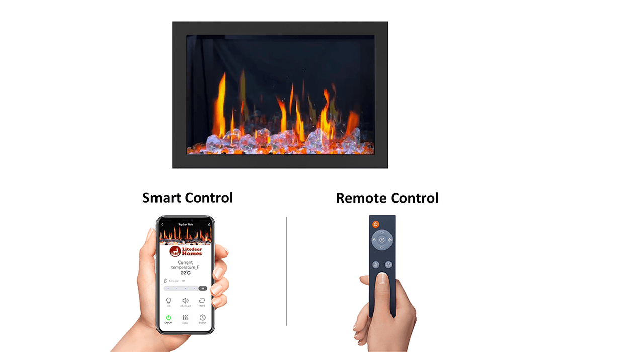 LiteStar 33" Smart Electric Fireplace Insert with App Diamond-like Crystal (ZEF38VC-33C) - Litedeer Homes