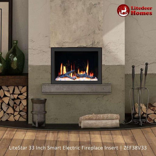 LiteStar 33" Smart Electric Fireplace Insert with App Diamond-like Crystal (ZEF38VC-33C) - Litedeer Homes