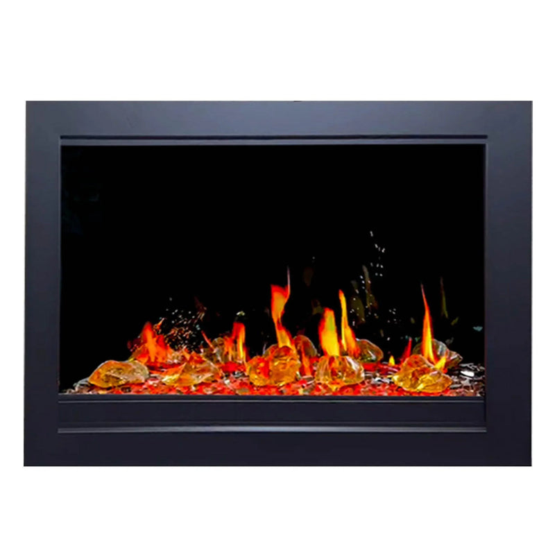 LiteStar 33-in Smart Electric Fireplace Insert with App Reflective Amber Glass, Crackling Sounds (Model: ZEF38VC-33A), Black - Litedeer Homes