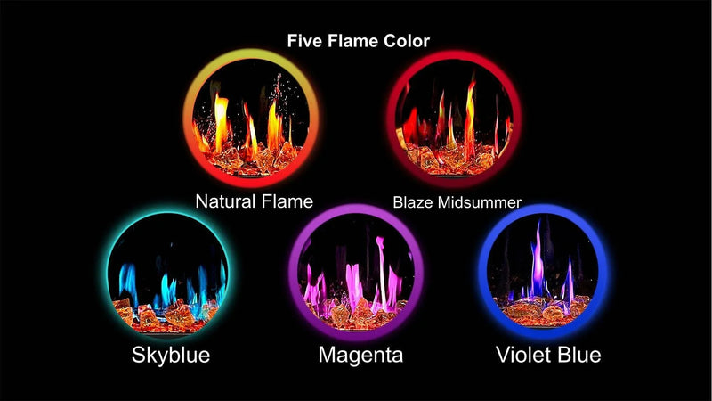 LiteStar 33-in Smart Electric Fireplace Insert with App Reflective Amber Glass, Crackling Sounds (Model: ZEF38VC-33A), Black - Litedeer Homes