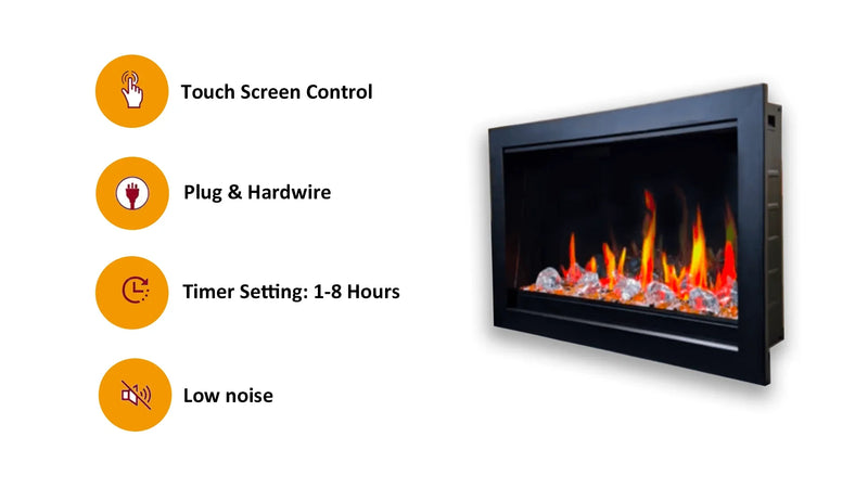 LiteStar 38-in Wall Mounted Electric Fireplace Insert with Smart App 5 Unique Flame Crackling Sounds - ZEF38VC,Black - Litedeer Homes