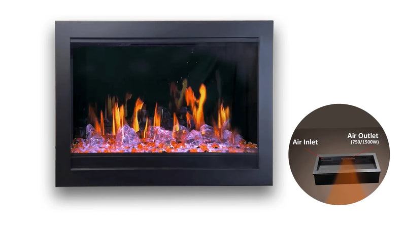 LiteStar 38 inch Wall Mounted Electric Fireplace Insert with Crackling Sounds, Smart Fireplace App Diamond-like Crystal - (ZEF38VC-C) - Litedeer Homes