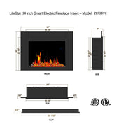 LiteStar 38" Smart Electric Fireplace Insert with App Reflective Amber Glass - ZEF38VC-A - Litedeer Homes