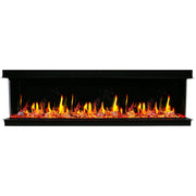 2025 Warmcastle 50-Inch 3-Sided Smart Electric Fireplace with Crackling Sounds, App Control, Driftwood Logs, Reflective Fire Glass Amber (Model: ZEF50TA) - Litedeer Homes