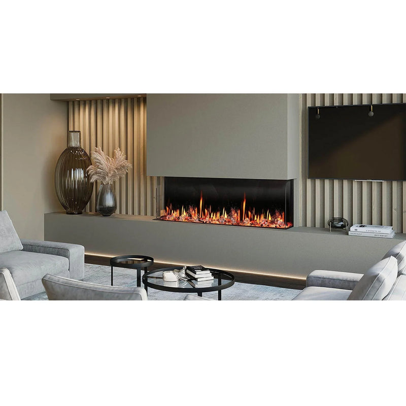 2025 Warmcastle 50-Inch 3-Sided Smart Electric Fireplace with Crackling Sounds, App Control, Driftwood Logs, Reflective Fire Glass Amber (Model: ZEF50TA) - Litedeer Homes