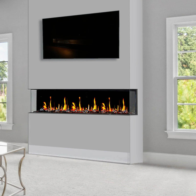 2025 Warmcastle 50-Inch 3-Sided Smart Electric Fireplace with Crackling Sounds, App Control, Driftwood Logs, Reflective Fire Glass Amber (Model: ZEF50TA) - Litedeer Homes