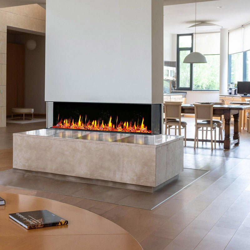 2025 New 2025 Warmcastle 60-Inch 3-Sided Smart Electric Fireplace with Crackling Sounds, App Control, Driftwood Logs, Reflective Fire Glass Amber (Model: ZEF60TA) - Litedeer Homes